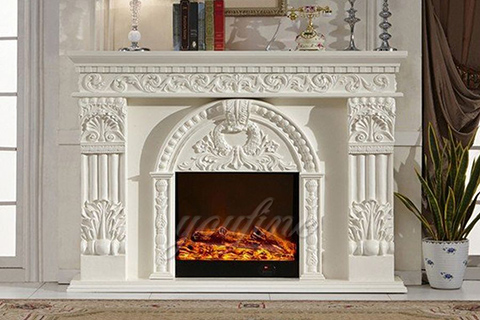 Indoor decorative Regency white marble fireplace mantel on sale