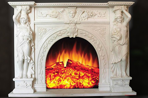 Antique large luxury beige Victorian marble fireplace mantel on sale