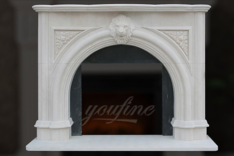 Decorative Victorian lion head marble fireplace mantel on sale